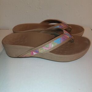 Vionic Tan Sandals with Colorful Straps
